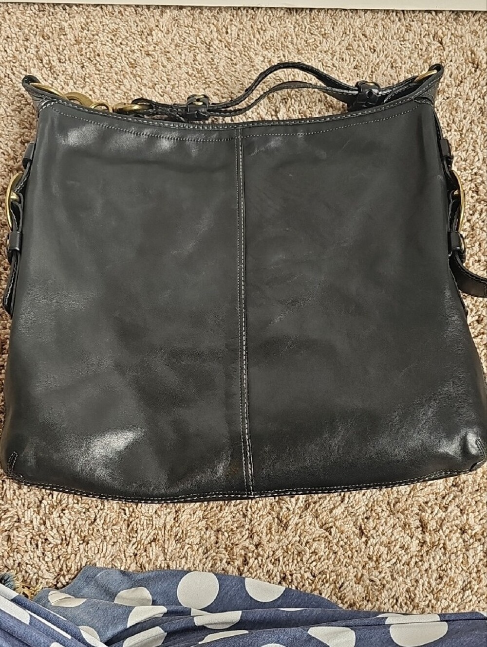 Coach XL Bleecker Black Burnished Leather Felicia Hobo Bag 11424 Tattersall EUC - Picture 14 of 14